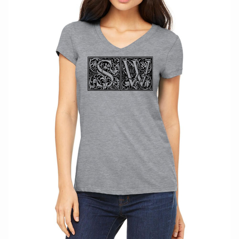 Sw   Initials S W Name Surname Onomastics Onomatology T Shirt Women's V-Neck T-Shirt by meritzjla | Artistshot