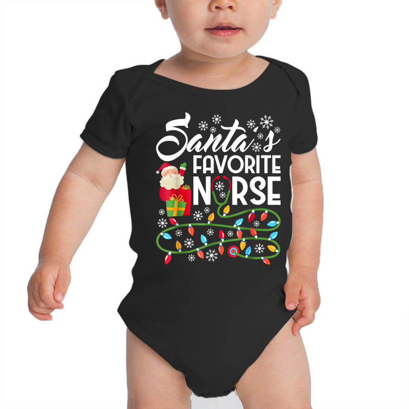 Santa's Favorite Nurse Christmas Xmas Registered Nursing Rn T Shirt Baby Bodysuit | Artistshot