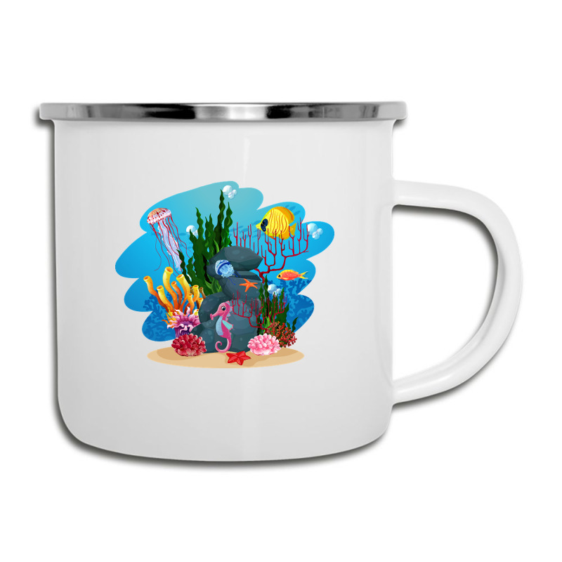 Undersea Life Coral Reef With Fish And Water Plants  Cartoon Landscape Camper Cup | Artistshot