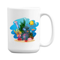 Undersea Life Coral Reef With Fish And Water Plants  Cartoon Landscape 15 Oz Coffee Mug | Artistshot