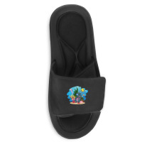 Undersea Life Coral Reef With Fish And Water Plants  Cartoon Landscape Slide Sandal | Artistshot