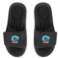 Undersea Life Coral Reef With Fish And Water Plants  Cartoon Landscape Slide Sandal | Artistshot