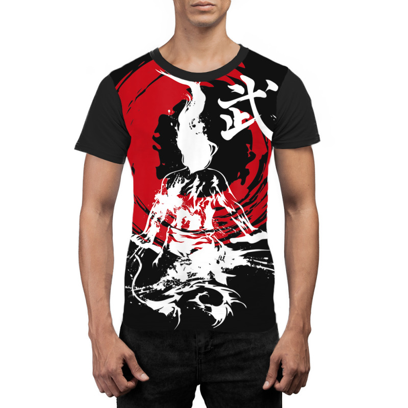 Japanese Samurai Fire Warrior Swords Retro Japan Calligraphy Graphic T-shirt | Artistshot