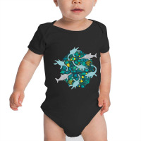 Swimming With Plesiosaurs - Cute Prehistoric Animal Design Baby Bodysuit | Artistshot