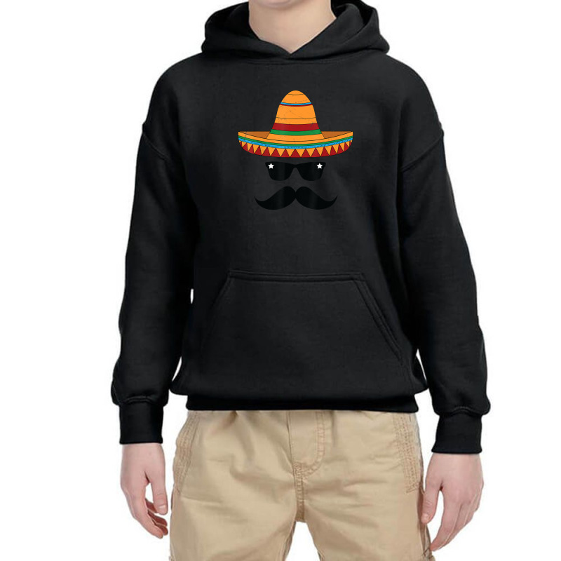 Sombrero Costume Mustache Sunglasses Cinco De Youth Hoodie by bummercaught | Artistshot