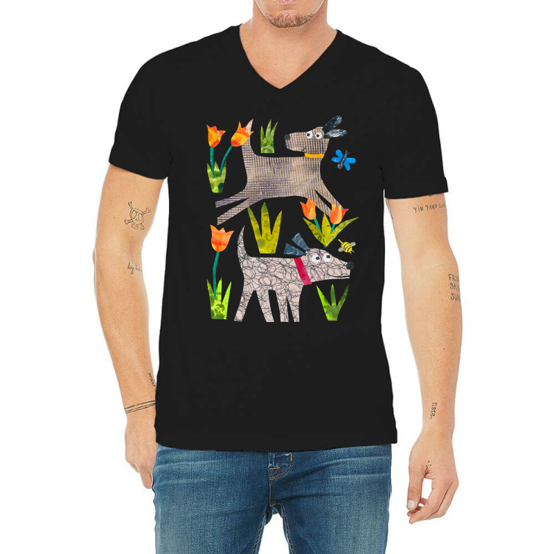 Dogs In The Park V-Neck Tee by Crews Micki | Artistshot