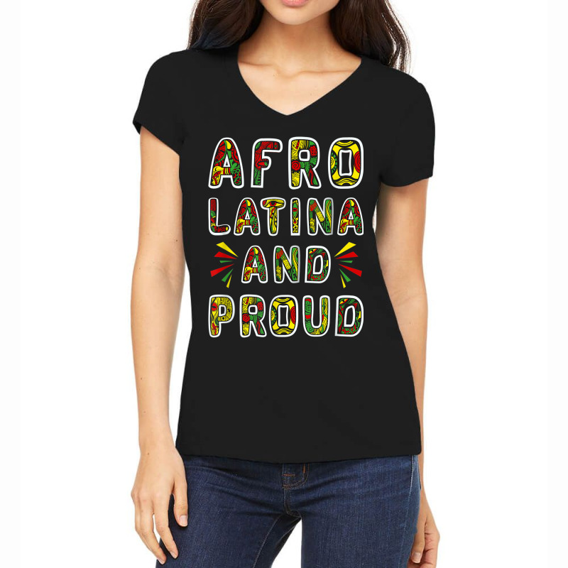 Afro Latina And Proud Product Black Latinx Pride Gift Design Women's V-Neck T-Shirt by SHANNONRENNAN | Artistshot