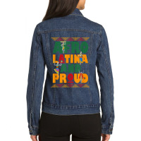 Afro Latina And Proud Product For Afro Latin Pride Tee Ladies Denim Jacket | Artistshot