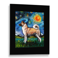 Akita Inu Starry Night Impressionist Dog Art By Aja Premium T Shirt Metal Print Vertical | Artistshot