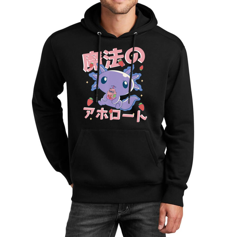 Japanese Strawberry Milk Shake Anime Pink Kawaii Aesthetic Axolotl Mat Unisex Hoodie by Min05 | Artistshot