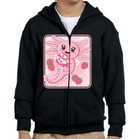 Japanese Strawberry Milk Shake Anime Pink Kawaii Aesthetic Axolotl Mat Youth Zipper Hoodie | Artistshot