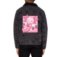 Japanese Strawberry Milk Shake Anime Pink Kawaii Aesthetic Axolotl Mat Unisex Sherpa-lined Denim Jacket | Artistshot