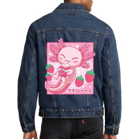 Japanese Strawberry Milk Shake Anime Pink Kawaii Aesthetic Axolotl Mat Men Denim Jacket | Artistshot