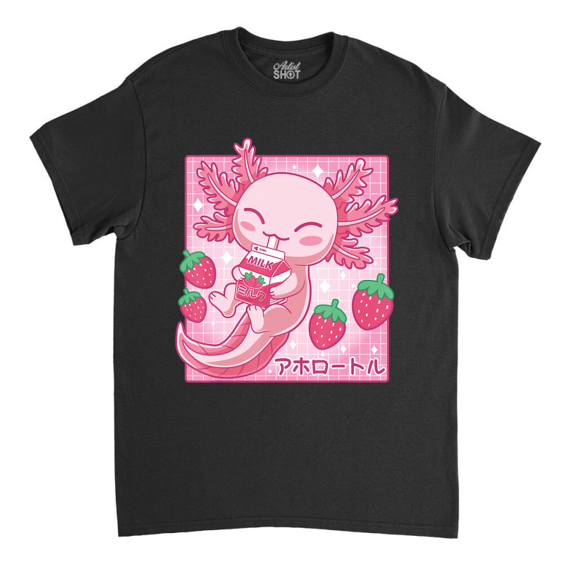 Japanese Strawberry Milk Shake Anime Pink Kawaii Aesthetic Axolotl Mat Classic T-shirt by Min05 | Artistshot