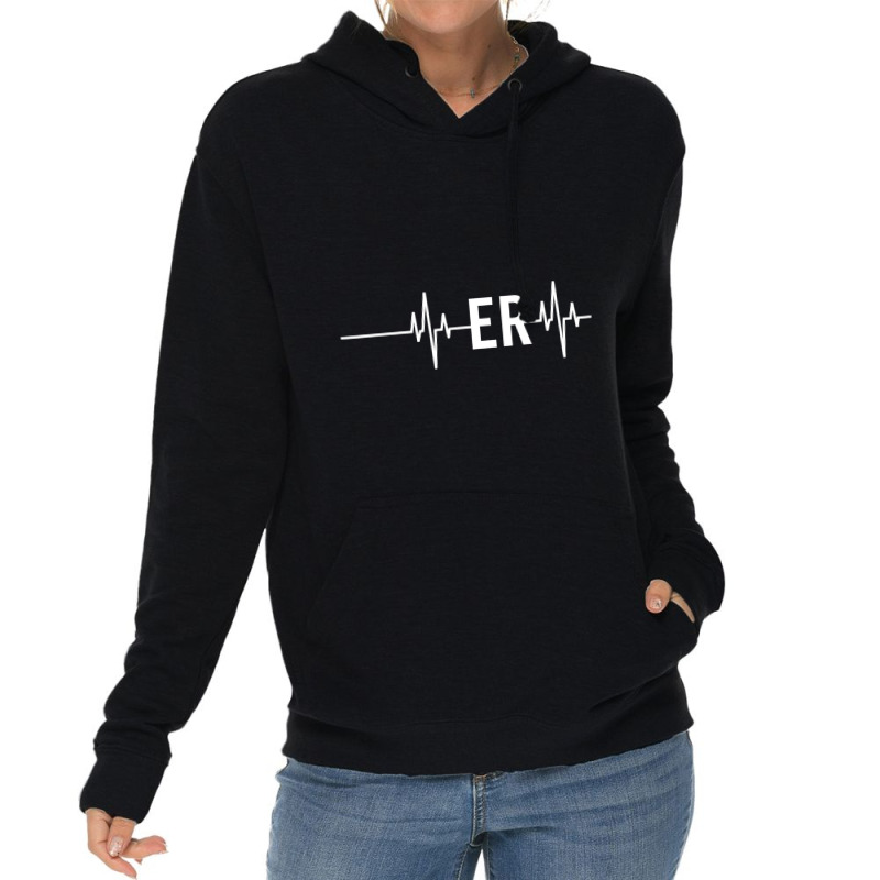 Emergency Medicine Physician Nurse Gift Er Heartbeat Lightweight Hoodie | Artistshot