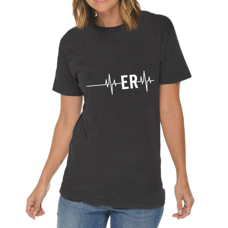 Emergency Medicine Physician Nurse Gift Er Heartbeat Vintage T-shirt | Artistshot