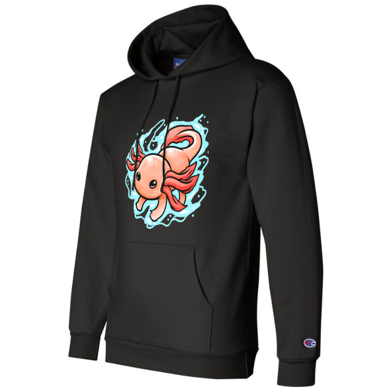 Kawaii - Mexican Sea Life - A Swimming Axolotl Champion Hoodie by Min08 | Artistshot