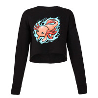 Kawaii - Mexican Sea Life - A Swimming Axolotl Cropped Sweater | Artistshot