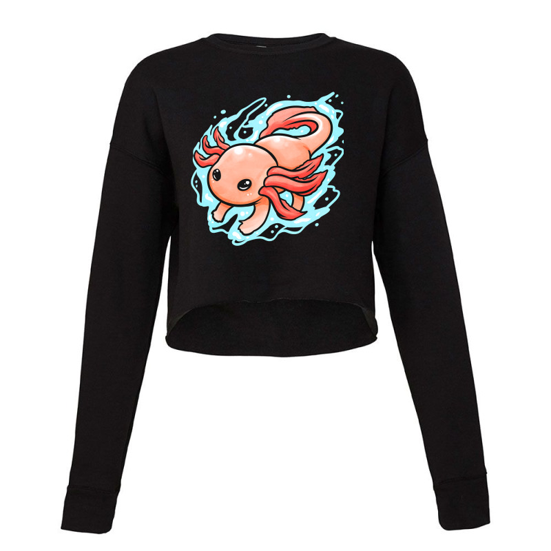 Kawaii - Mexican Sea Life - A Swimming Axolotl Cropped Sweater by Min08 | Artistshot