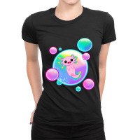 Kawaii Axolotl With Bubbles Ladies Fitted T-shirt | Artistshot