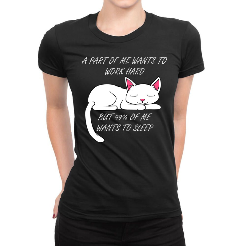 Lazy Cat Kitty Work Office Excuse Ladies Fitted T-Shirt by Min05 | Artistshot