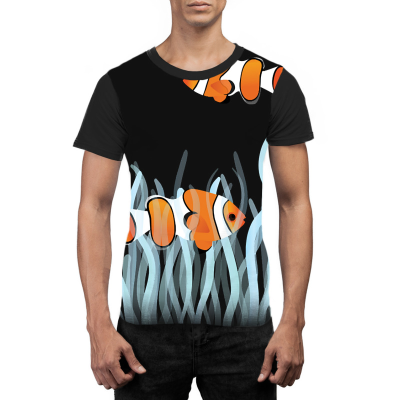 Two Clown Fishes Swimming Between Sea Anemones Graphic T-shirt | Artistshot