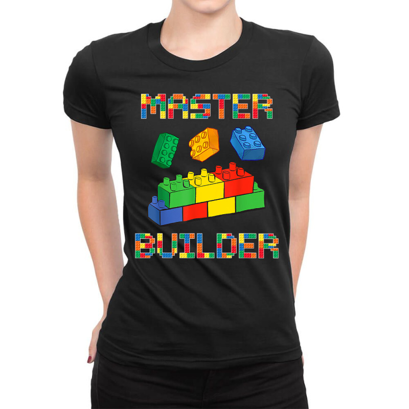 Brick Builder Blocks Building Master Builder Funny Toys Kids Ladies Fitted T-Shirt by ElizabethAtist | Artistshot