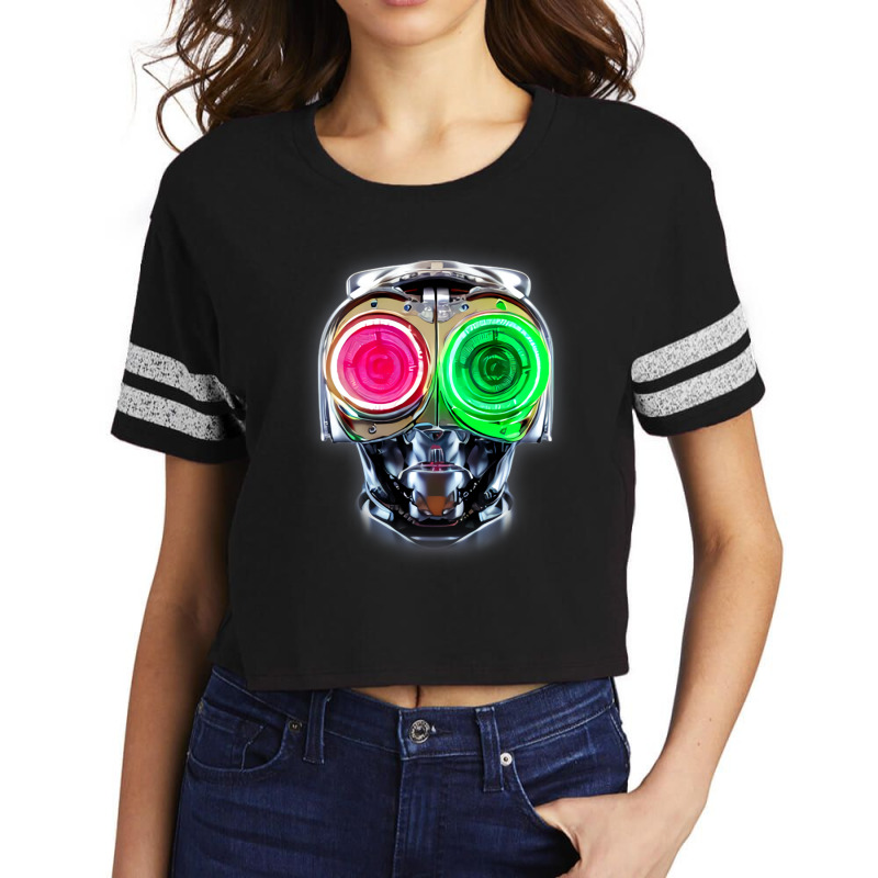 Futuristic Robot With Neon Eyes Scorecard Crop Tee by LisaBurlingame | Artistshot