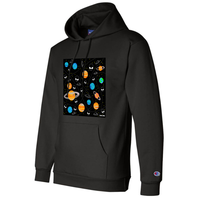 Aliens And Planets A Vector Pattern Wallpaper Ecopop Champion Hoodie | Artistshot