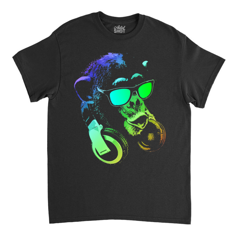 Monkey Chimp With Sunglasses And Headphones Classic T-shirt by dangduy2 | Artistshot