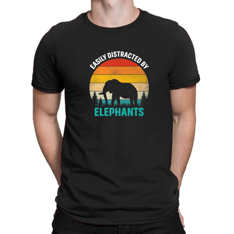 Easily Distracted By Elephants Vintage Retro Sunset T-shirt | Artistshot