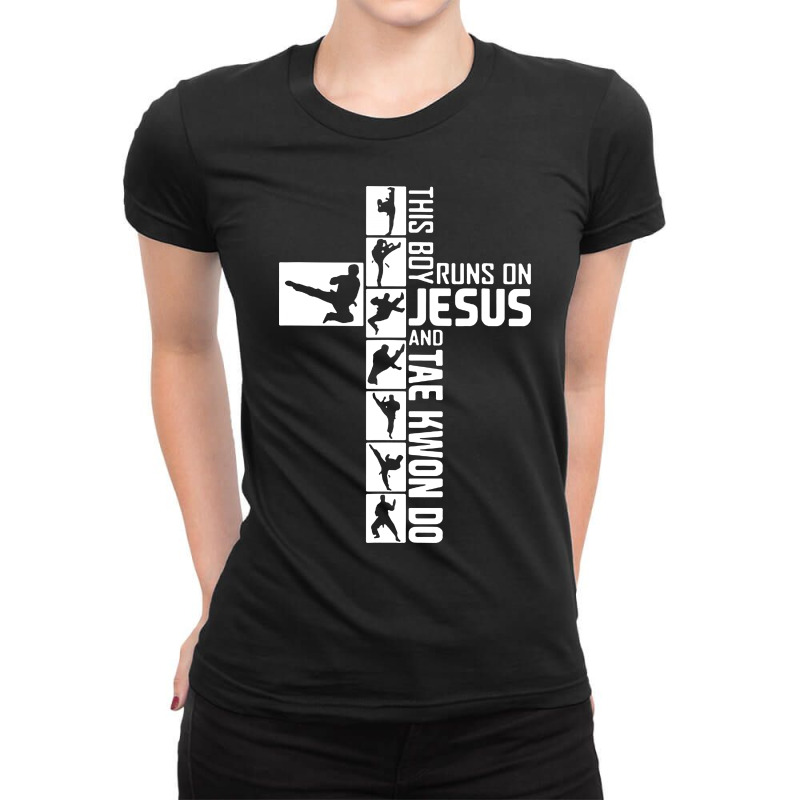 This Boy Runs On Jesus And Tae Kwon Do For Dark Ladies Fitted T-Shirt by Just4You | Artistshot