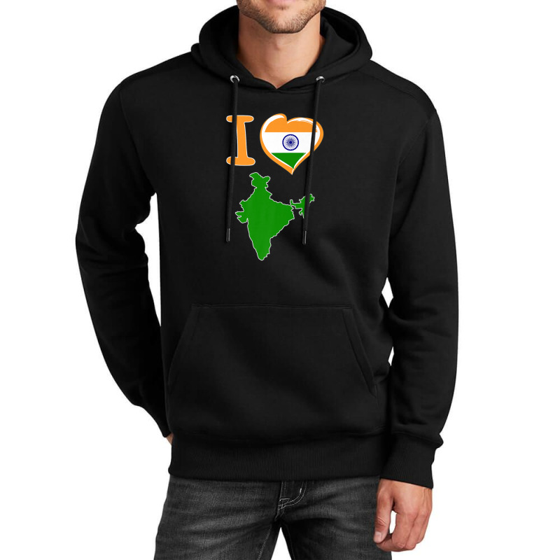 I Love India. Indian Flag In Shape Of A Heart. Country Map Unisex Hoodie | Artistshot