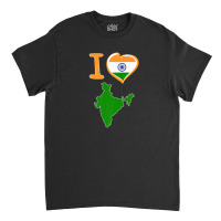 I Love India. Indian Flag In Shape Of A Heart. Country Map Classic T-shirt | Artistshot