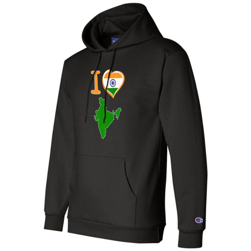 I Love India. Indian Flag In Shape Of A Heart. Country Map Champion Hoodie | Artistshot