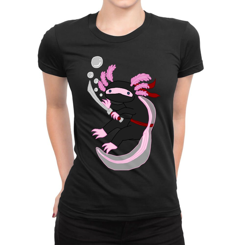 Ninja Axolotl (pink) Ladies Fitted T-Shirt by Min05 | Artistshot