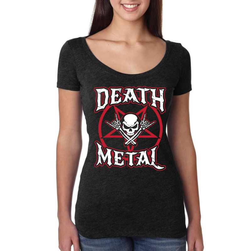 Death Metal Skull Rock Music Nihilism Pentagram Design Women's Triblend Scoop T-shirt by SoniaAlt | Artistshot