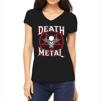 Death Metal Skull Rock Music Nihilism Pentagram Design Women's V-neck T-shirt | Artistshot