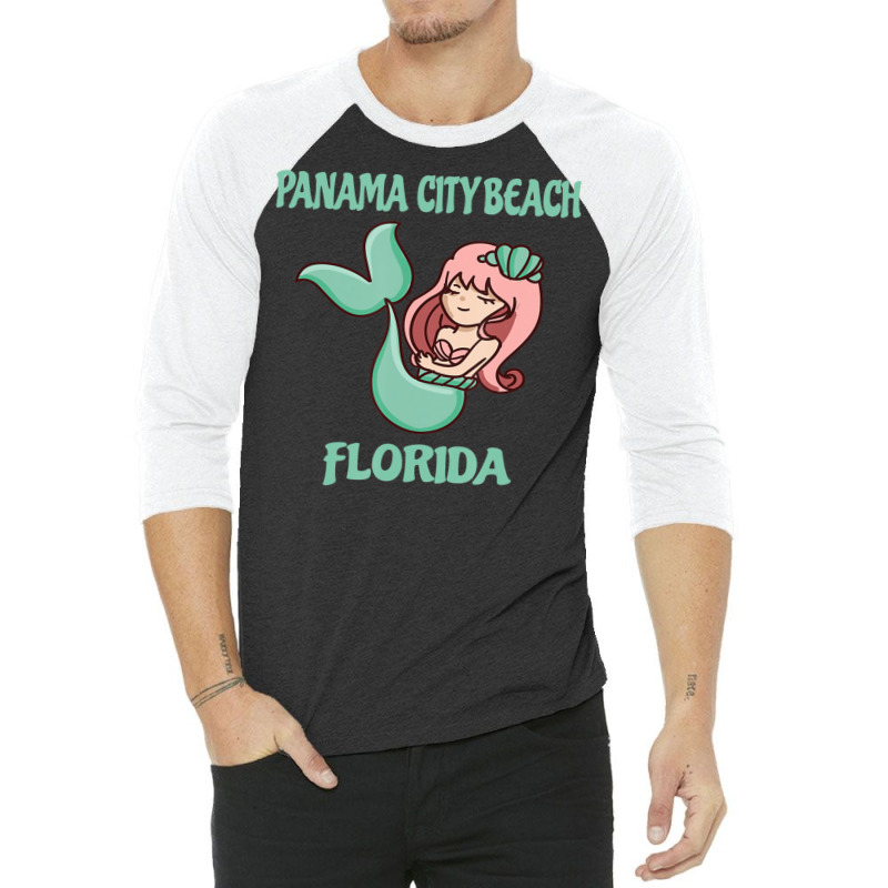 Panama City Beach Cute Mermaid Themed 3/4 Sleeve Shirt by rastyrocl | Artistshot