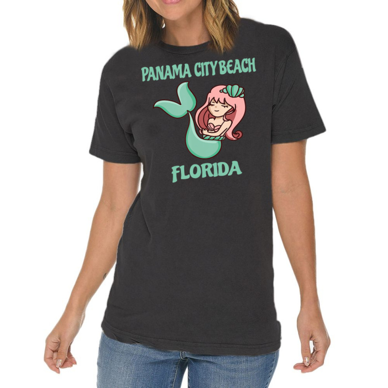 Panama City Beach Cute Mermaid Themed Vintage T-Shirt by rastyrocl | Artistshot