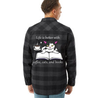 Cat Reading A Book Cute Cozy Coffee Flannel Shirt | Artistshot