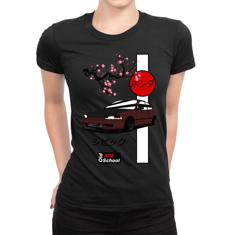 Jdm Eg Red Sun Edition Ladies Fitted T-Shirt by macklinsampson | Artistshot