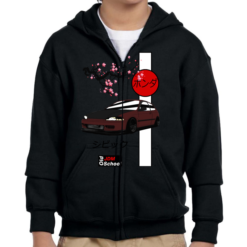 Jdm Eg Red Sun Edition Youth Zipper Hoodie by macklinsampson | Artistshot