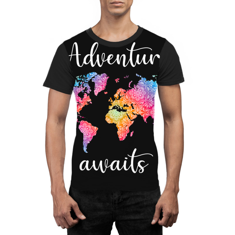 Adventure Awaits Mandala World Map Travel Outdoor Camping Graphic T-shirt | Artistshot