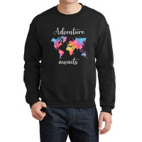 Adventure Awaits Mandala World Map Travel Outdoor Camping Crewneck Sweatshirt | Artistshot