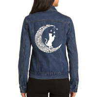 Moon Cat Playful Funny Cat Mandala Crescent Moon Witch Ladies Denim Jacket | Artistshot