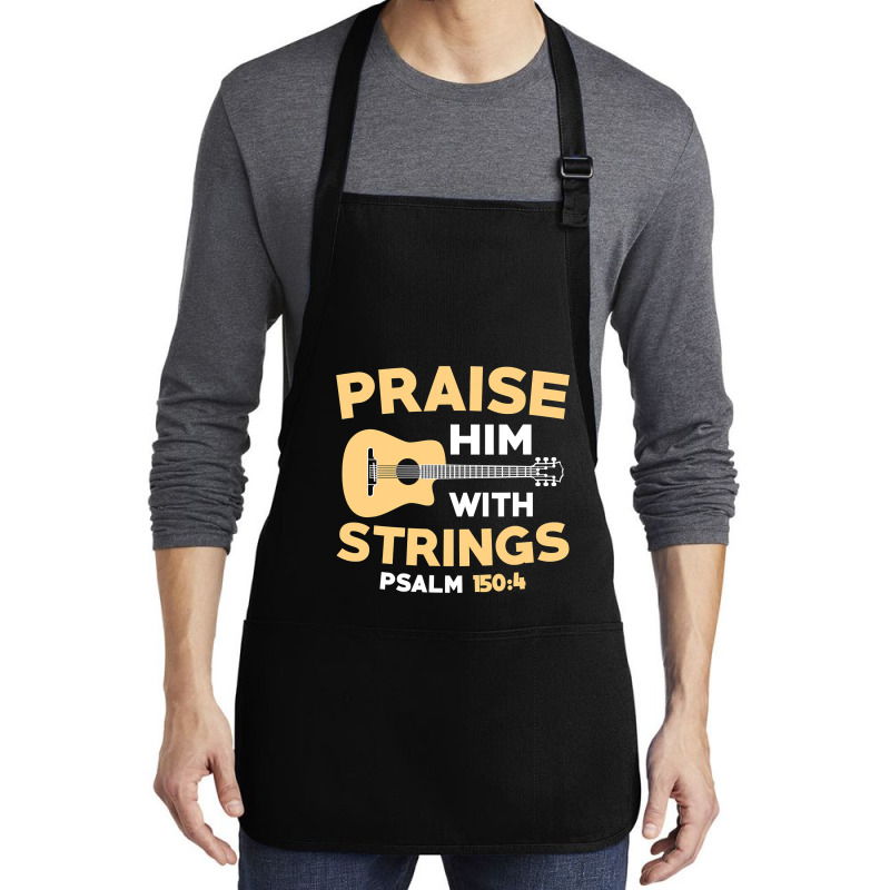 Christian Music Church Guitar Bass Jesus  Rock Gift Medium-length Apron | Artistshot