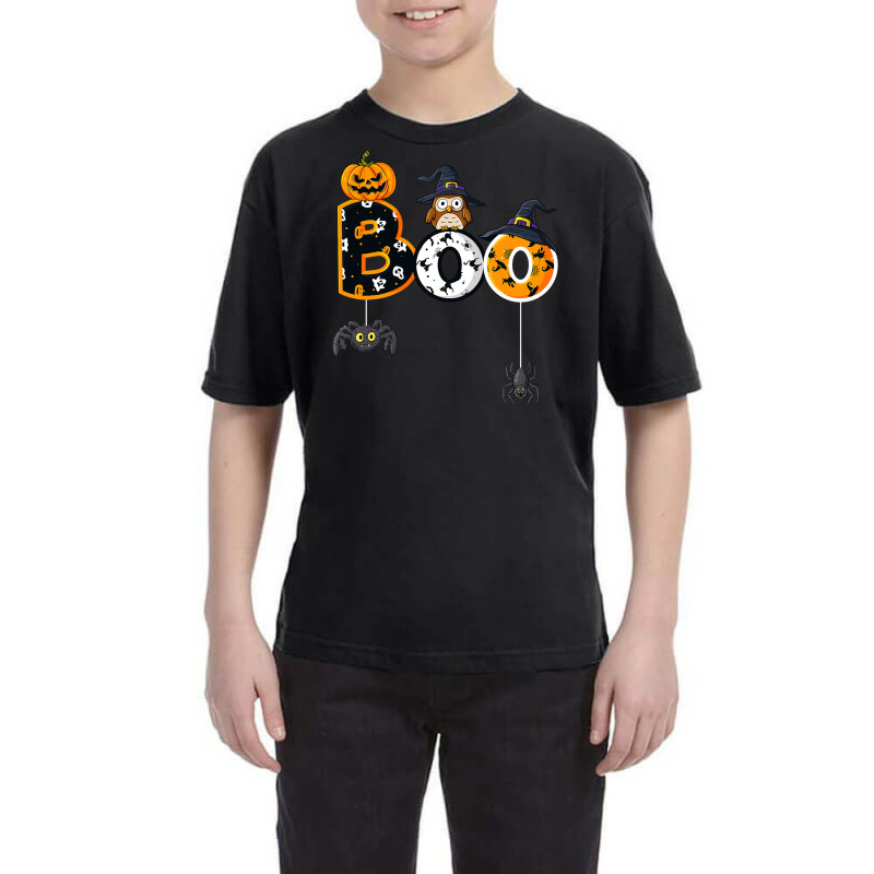 Halloween Boo Owl With Witch Hat Spiders Boys Girls Kids Youth Tee | Artistshot