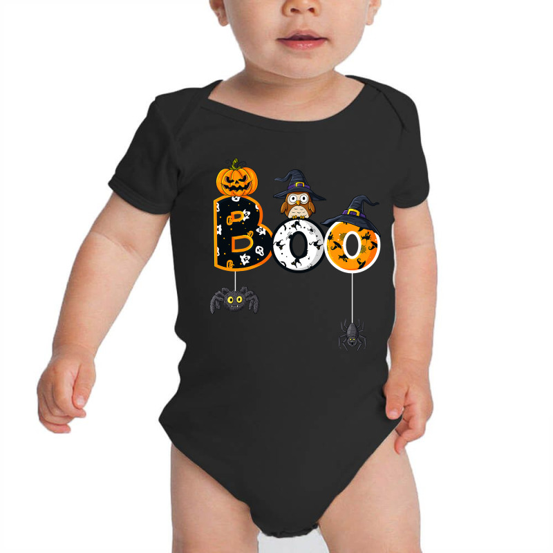 Halloween Boo Owl With Witch Hat Spiders Boys Girls Kids Baby Bodysuit | Artistshot