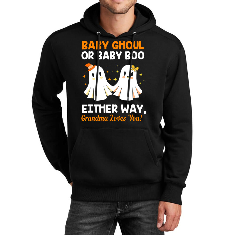 Baby Shower Grandma Halloween Gender Reveal Booy Or Ghoul Unisex Hoodie by HANANELArtist | Artistshot